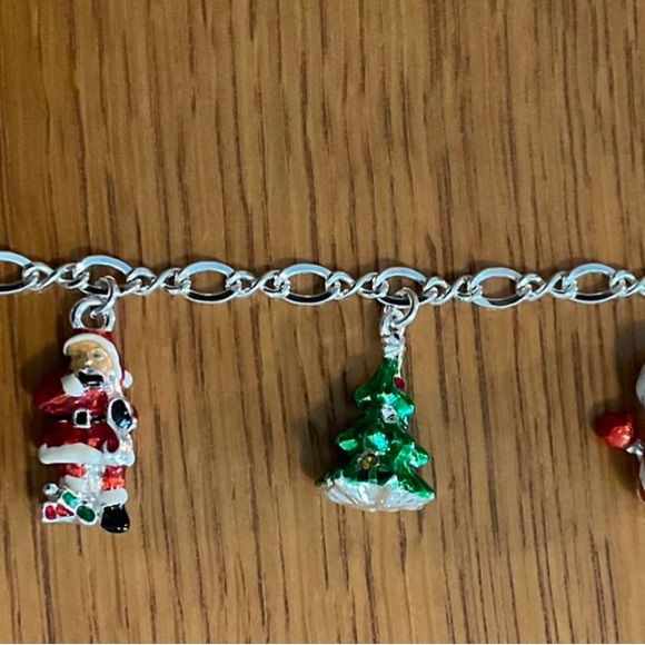 Estate Christopher Radko Silver Charm Bracelet w/5 Enamel Christmas Charms - Picture 6 of 7